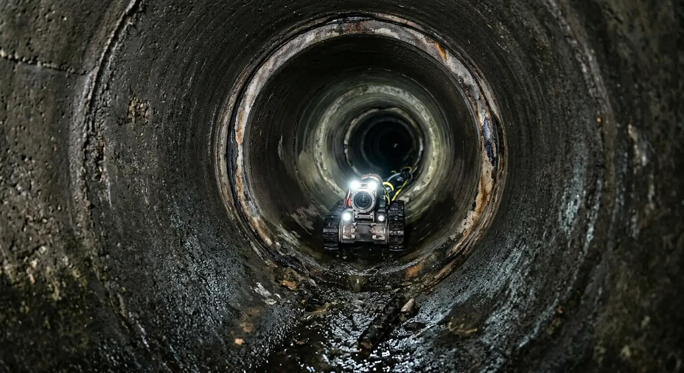 Robotic sewer camera inspecting pipe interior for Sewer Line Repair in Horn Lake
